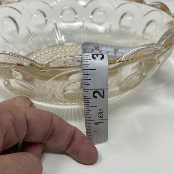 Vintage Bartlett &Collins glass Manhattan clear crystal bowl bulls eye gold trim - Picture 10 of 10